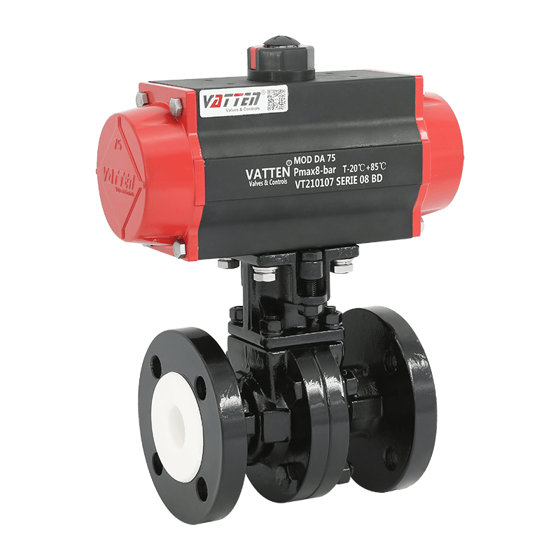 บอลวาล์วหน้าแปลนบุด้วยฟลูออรีนแบบนิวแมติก